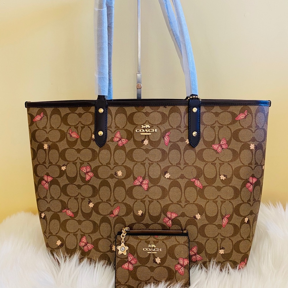 2pcs coach butterfly tote and wallet SET